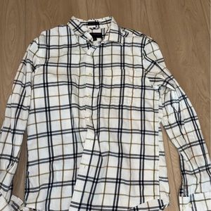Banana Republic White and Black Plaid Casual Button Down Shirt